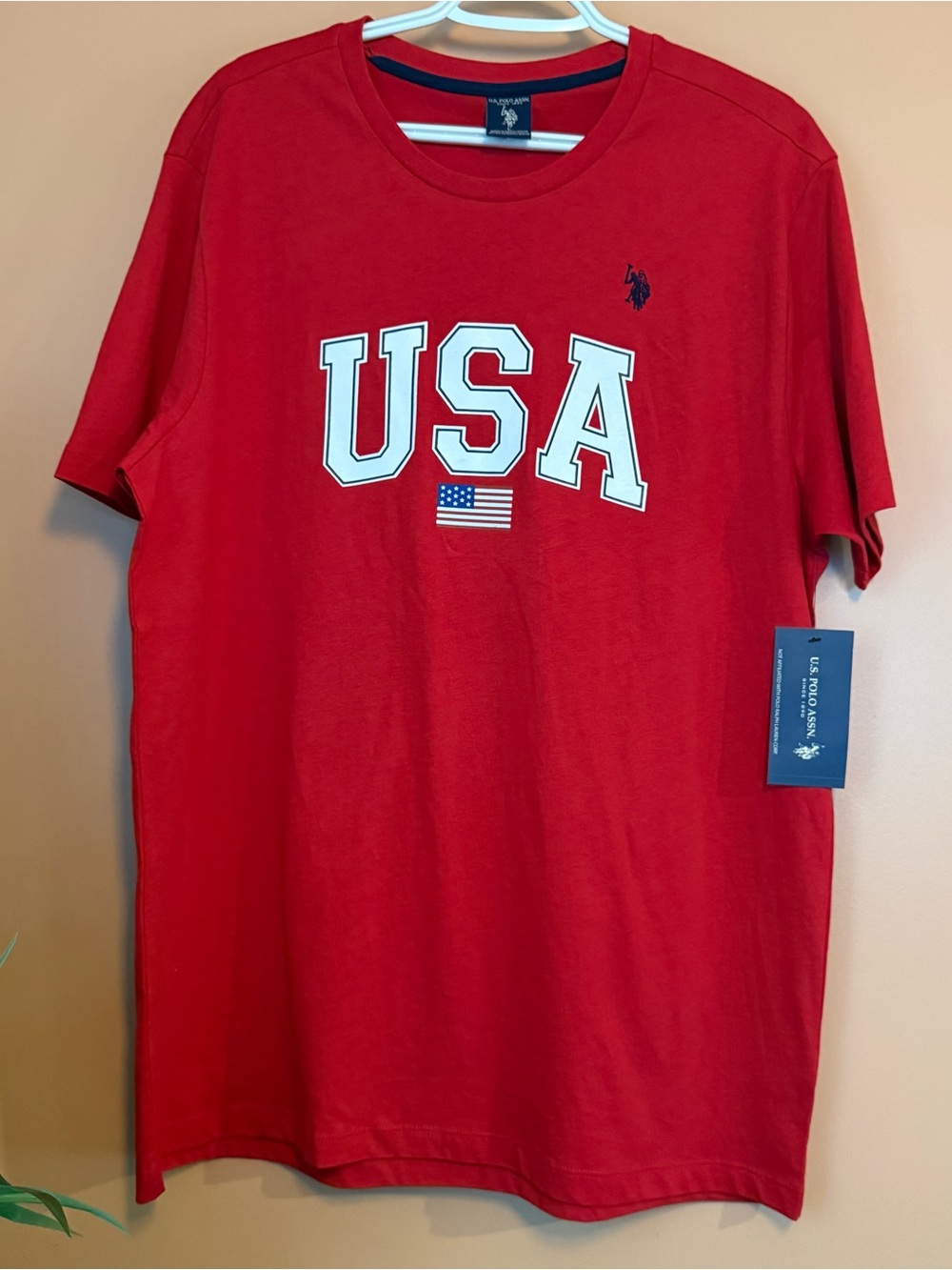 U.S. Polo Assn. Men’s Red USA American Flag Patriotic Graphic T-Shirt Large NWT